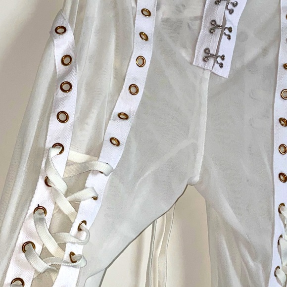 White Tie Mesh Pants - Picture 3 of 4